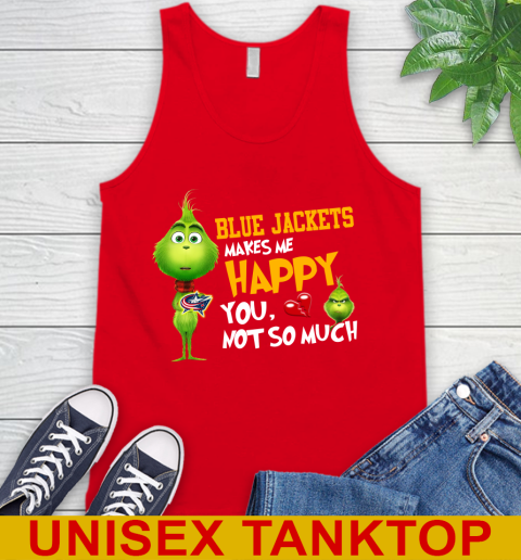 NHL Columbus Blue Jackets Makes Me Happy You Not So Much Grinch Hockey Sports Tank Top 5