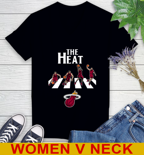 NBA Basketball Miami Heat The Beatles Rock Band Shirt Women's V-Neck T-Shirt
