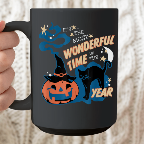 Black Cat Halloween Shirt It's the Most Wonderful Time Of The Year Ceramic Mug 15oz