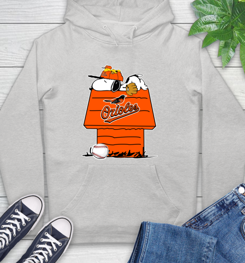 MLB Baltimore Orioles Snoopy Woodstock The Peanuts Movie Baseball T Shirt Hoodie