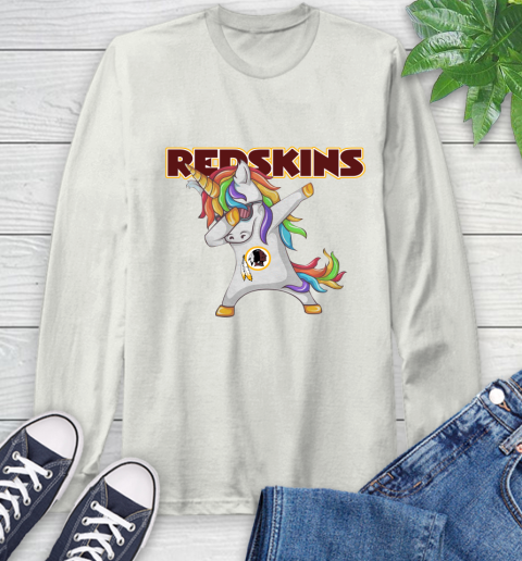 Washington Redskins NFL Football Funny Unicorn Dabbing Sports Long Sleeve T-Shirt 12