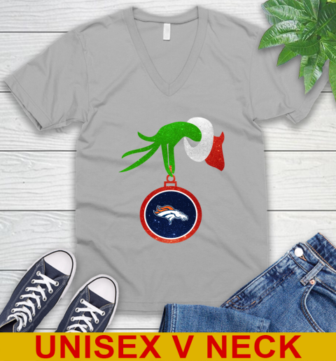 Denver Broncos Grinch Merry Christmas NFL Football V-Neck T-Shirt 4