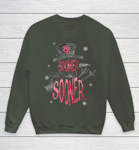 Oklahoma Sooners Christmas Snowman Youth Sweatshirt 8