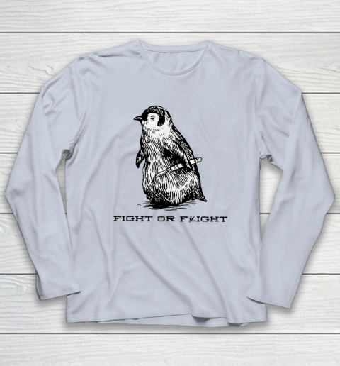 Fight Or Flight Funny Penguin Pun Long Sleeve T-Shirt - Image 5