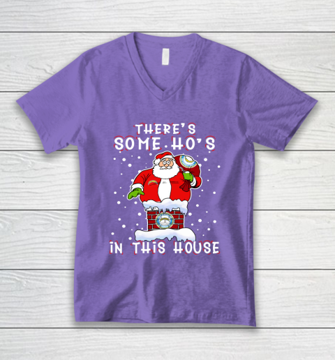 Los Angeles Chargers Christmas There Is Some Hos In This House Santa Stuck In The Chimney NFL V-Neck T-Shirt 8