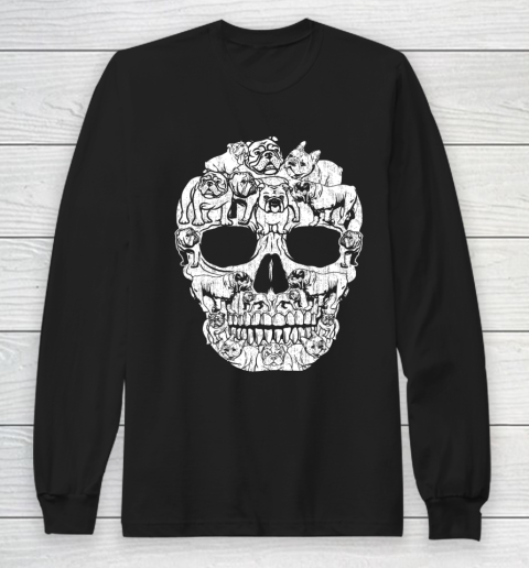 English Bulldog Dog Skull Halloween Costumes Gift T Shirt.R8SETVUZC8 Long Sleeve T-Shirt