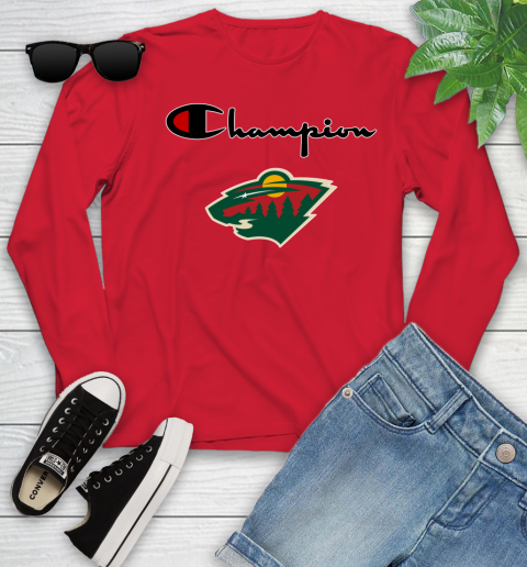 NHL Hockey Minnesota Wild Champion Shirt Youth Long Sleeve 9