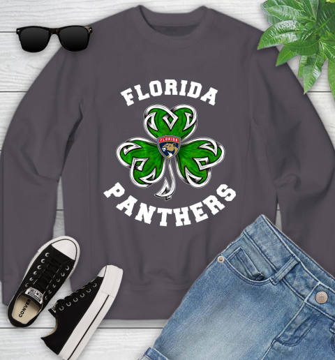 NHL Florida Panthers Three Leaf Clover St Patrick's Day Hockey Sports Youth Sweatshirt 5