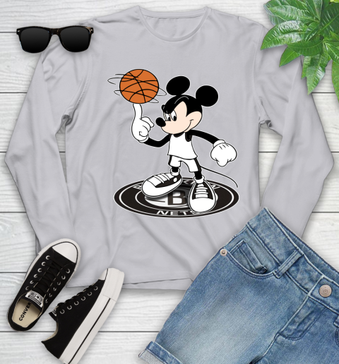 NBA Basketball Brooklyn Nets Cheerful Mickey Disney Shirt Youth Long Sleeve 5