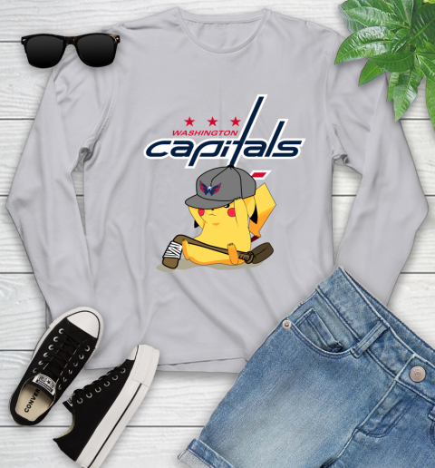NHL Pikachu Hockey Sports Washington Capitals Youth Long Sleeve 5