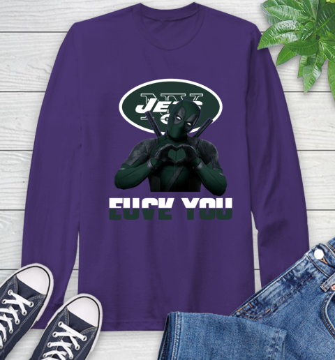 NHL New York Jets Deadpool Love You Fuck You Football Sports Long Sleeve T-Shirt 5