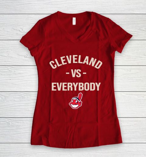 Cleveland Indians Vs Everybody Women's V-Neck T-Shirt 8