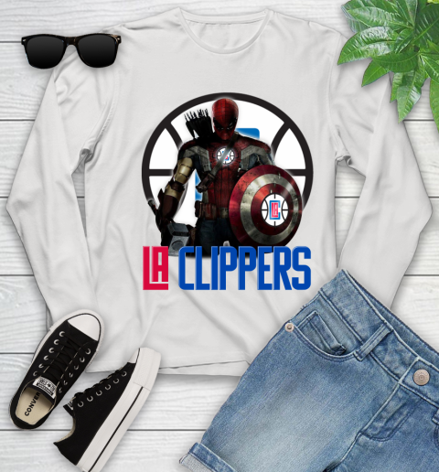 LA Clippers NBA Basketball Captain America Thor Spider Man Hawkeye Avengers Youth Long Sleeve
