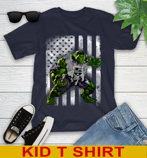 Los Angeles Kings Hulk Marvel Avengers NHL Hockey American Flag Youth T-Shirt 2
