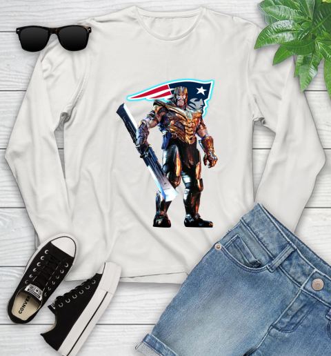 NFL Thanos Gauntlet Avengers Endgame Football New England Patriots Youth Long Sleeve 12