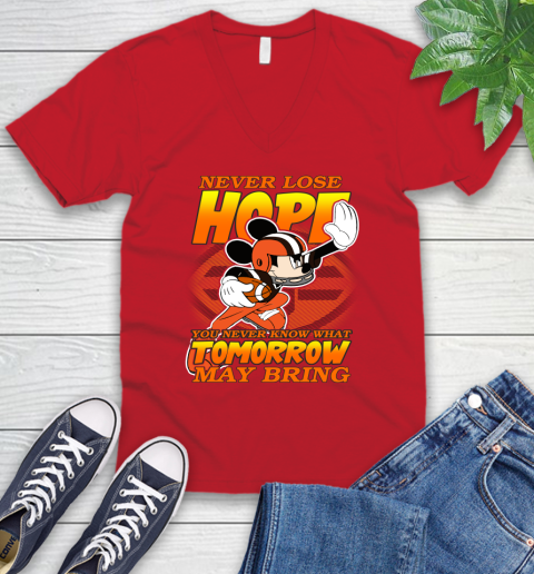 Cleveland Browns NFL Football Mickey Disney Never Lose Hope V-Neck T-Shirt 6