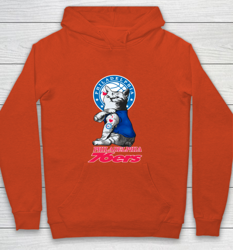 NBA Basketball My Cat Loves Philadelphia 76ers Youth Hoodie 3