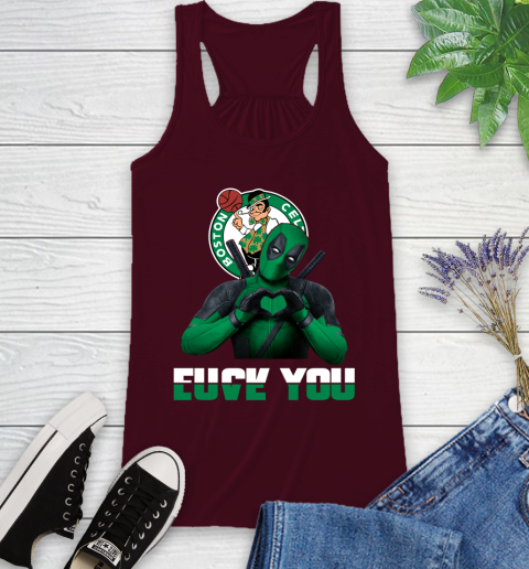 NBA Boston Celtics Deadpool Love You Fuck You Basketball Sports Racerback Tank 2