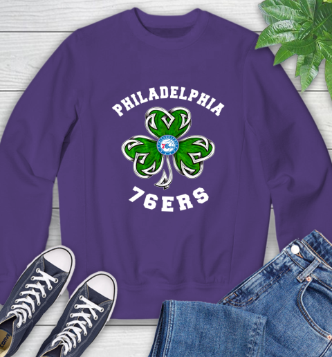 NBA Philadelphia 76ers Three Leaf Clover St Patrick's Day Basketball Sports Sweatshirt 4