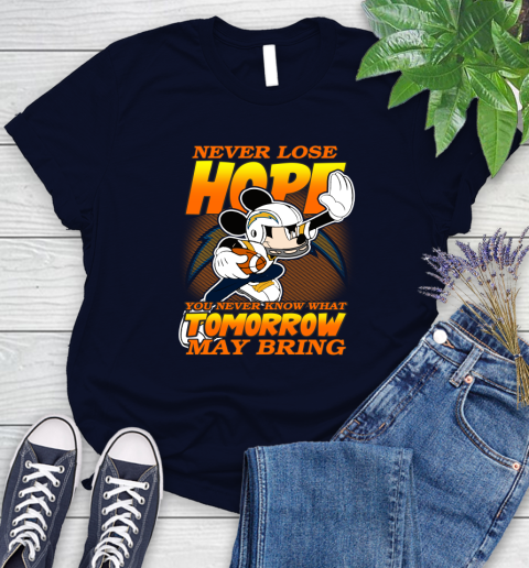 Los Angeles Chargers NFL Football Mickey Disney Never Lose Hope Women's T-Shirt 2