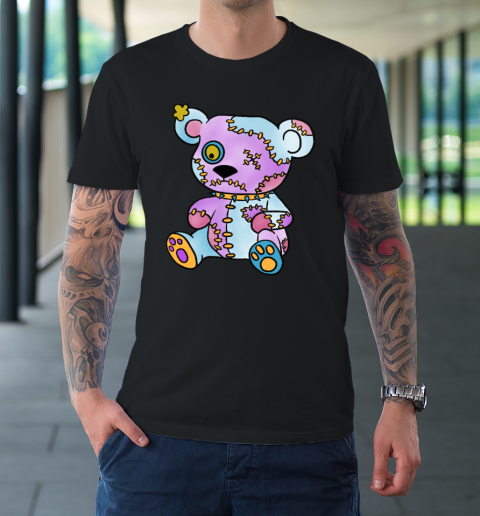 Patchwork Creepy Teddy Bear Voodoo Cute Goth T-Shirt