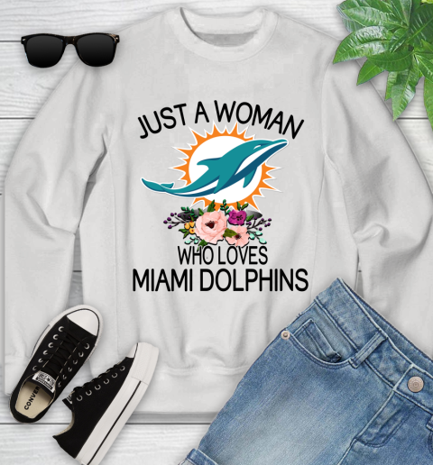 NFL Just A Woman Who Loves Miami Dolphins Football Sports Youth Sweatshirt