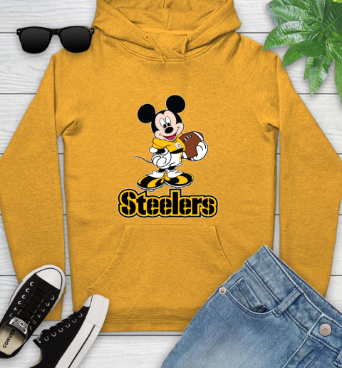 NFL Football Pittsburgh Steelers Cheerful Mickey Mouse Shirt Youth Hoodie 3