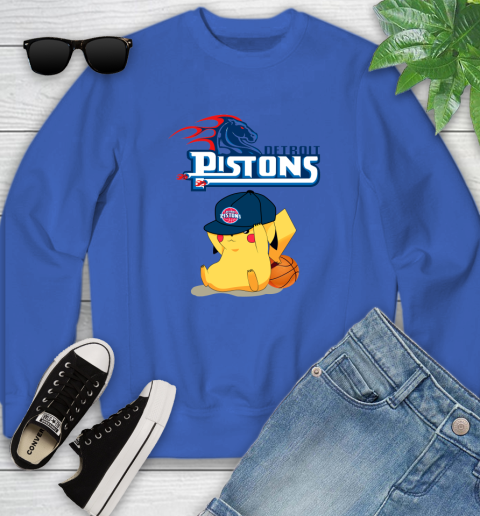 NBA Pikachu Basketball Sports Detroit Pistons Youth Sweatshirt 8