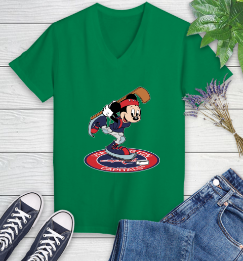 NHL Hockey Washington Capitals Cheerful Mickey Disney Shirt Women's V-Neck T-Shirt 5