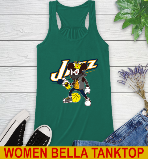 Utah Jazz NBA Basketball Mickey Peace Sign Sports Racerback Tank 7