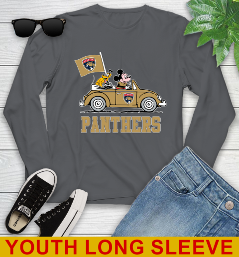 NHL Hockey Florida Panthers Pluto Mickey Driving Disney Shirt Youth Long Sleeve 9