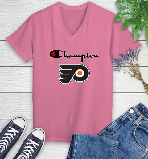 NHL Hockey Philadelphia Flyers Champion Shirt Women's V-Neck T-Shirt 9