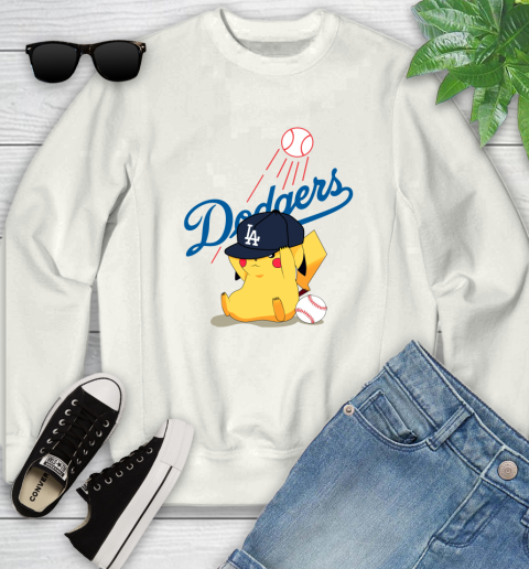 MLB Pikachu Baseball Sports Los Angeles Dodgers Youth Sweatshirt