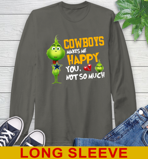 NFL Dallas Cowboys Makes Me Happy You Not So Much Grinch Football Sports Long Sleeve T-Shirt 10