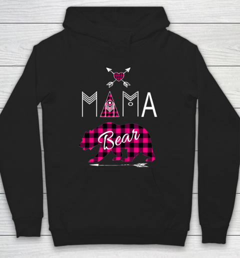 Mama Bear Shirt Buffalo Plaid Pink Family Christmas Camping Hoodie