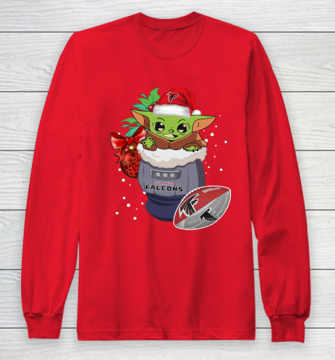 Atlanta Falcons Christmas Baby Yoda Star Wars Funny Happy NFL Long Sleeve T-Shirt 10