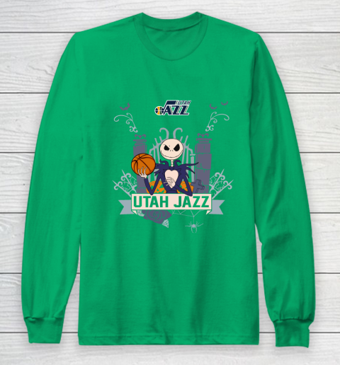 NBA Utah Jazz Basketball Jack Skellington Halloween Long Sleeve T-Shirt 4
