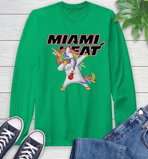 Miami Heat NBA Basketball Funny Unicorn Dabbing Sports Long Sleeve T-Shirt 7