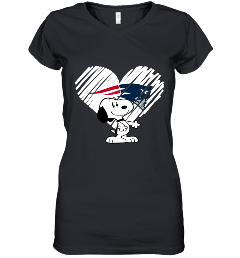 I Love New England Patriots Snoopy In My Heart NFL Women's V-Neck T-Shirt