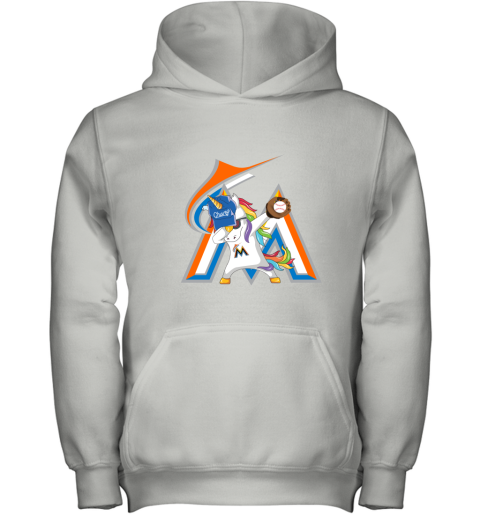 Hip Hop Dabbing Unicorn Flippin Love Miami Marlins Youth Hoodie