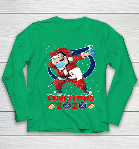 Tampa Bay Lightning Funny Santa Claus Dabbing Christmas 2020 NHL Youth Long Sleeve 4