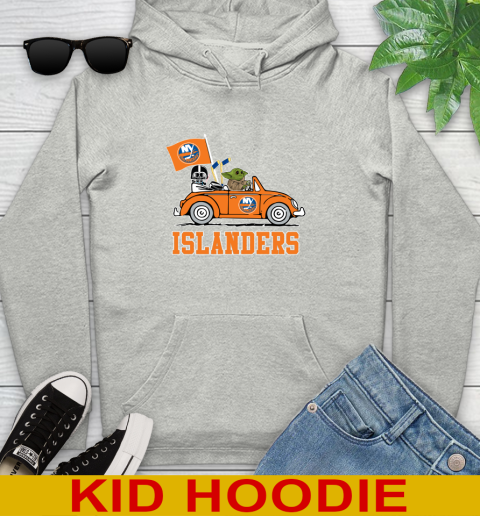NHL Hockey New York Islanders Darth Vader Baby Yoda Driving Star Wars Shirt Youth Hoodie
