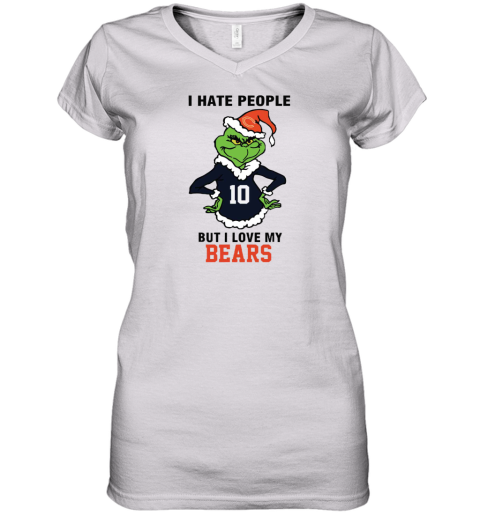 I Hate People But I Love My Bears Chicago Bears NFL Teams Women's V-Neck T-Shirt