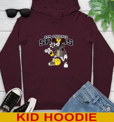 San Antonio Spurs NBA Basketball Mickey Peace Sign Sports Youth Hoodie 7