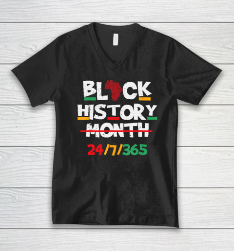 Black Heritage Black History Month 24 7 Proud V-Neck T-Shirt