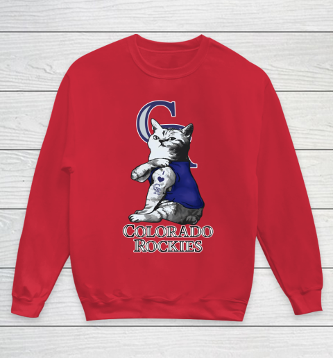 MLB Baseball My Cat Loves Colorado Rockies Youth Sweatshirt 7
