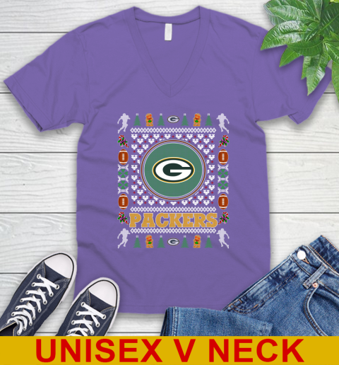 Green Bay Packers Merry Christmas NFL Football Loyal Fan V-Neck T-Shirt 8