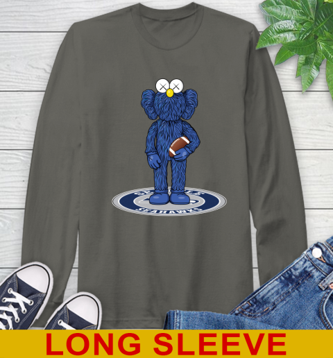 NFL Football Seattle Seahawks Kaws Bff Blue Figure Shirt Long Sleeve T-Shirt 8