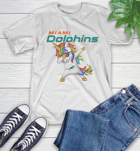 Miami Dolphins NFL Football Funny Unicorn Dabbing Sports T-Shirt
