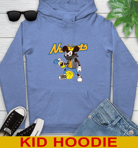 Denver Nuggets NBA Basketball Mickey Peace Sign Sports Youth Hoodie - Image 13